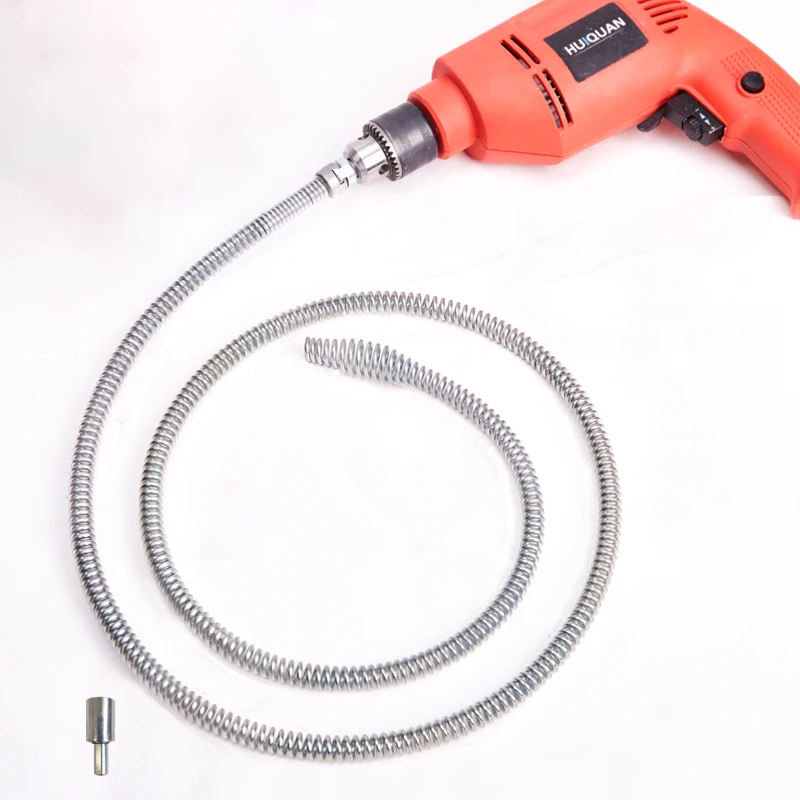 1.5/2/3/4.5/6M * 12Mm Keuken Wc Badkamer Elektrische Boor Riool Baggeren Voorjaar Wastafel Cleaner Tool Lente met Connector