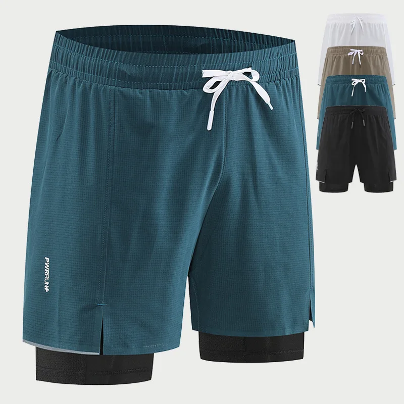 

Fake Two-piece Sweatpants, Shorts, Men's Quick-drying Running Pants, Mid-pants, Five-point Pants, Lined Training Pants