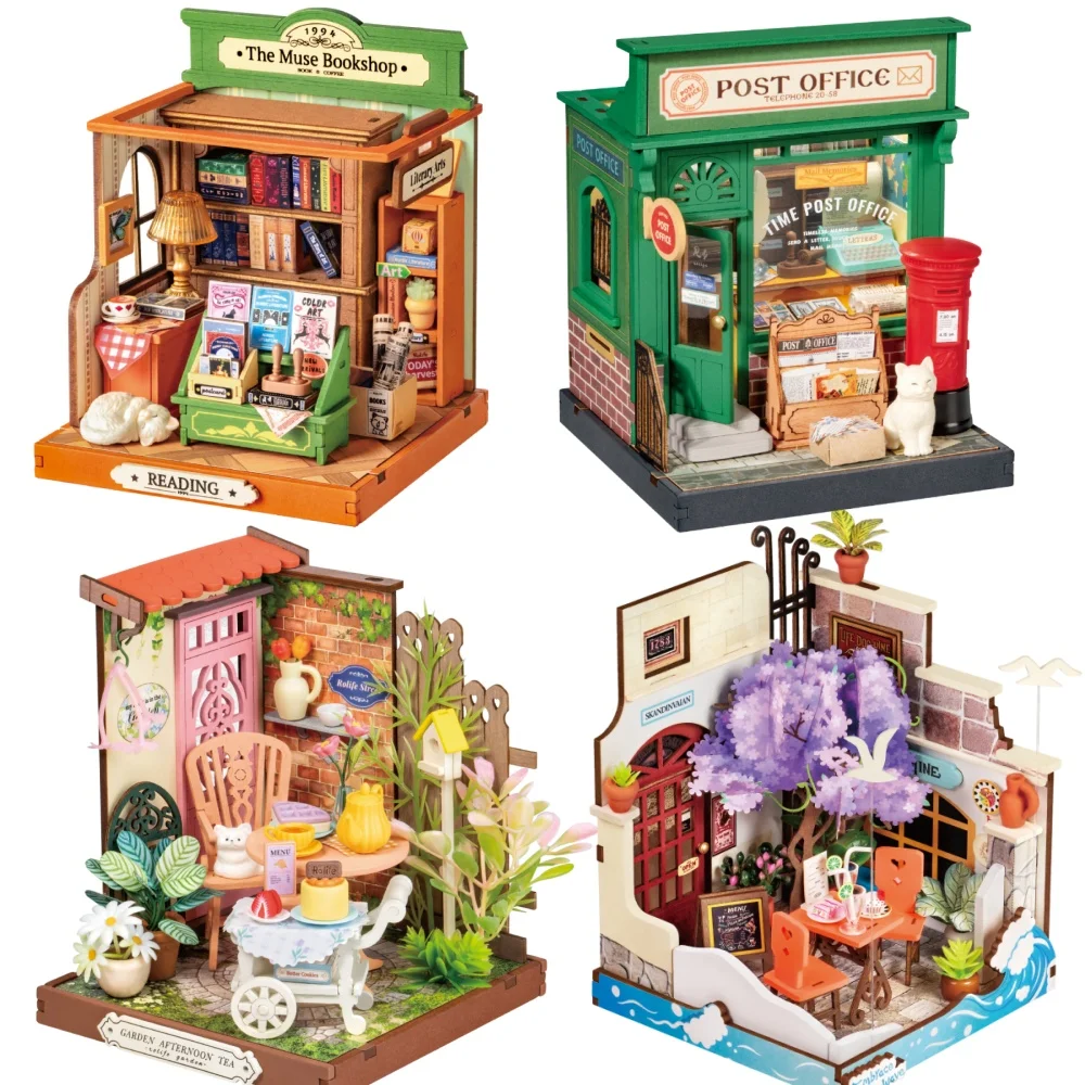 Kit Miniature Maison Bureau De Poste - Modèle à Construire Soi-même - Décoration Créative Et Nostalgique