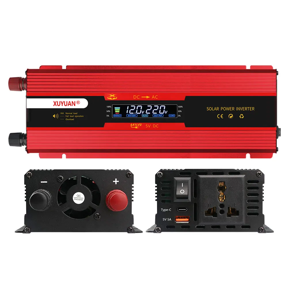 6kw 12v 24v 110v 220v 자동차 인버터 태양 광 홈 전력 변환기 디지털 디스플레이 USB 충전 AC 범용 미국 EU 소켓 플러그