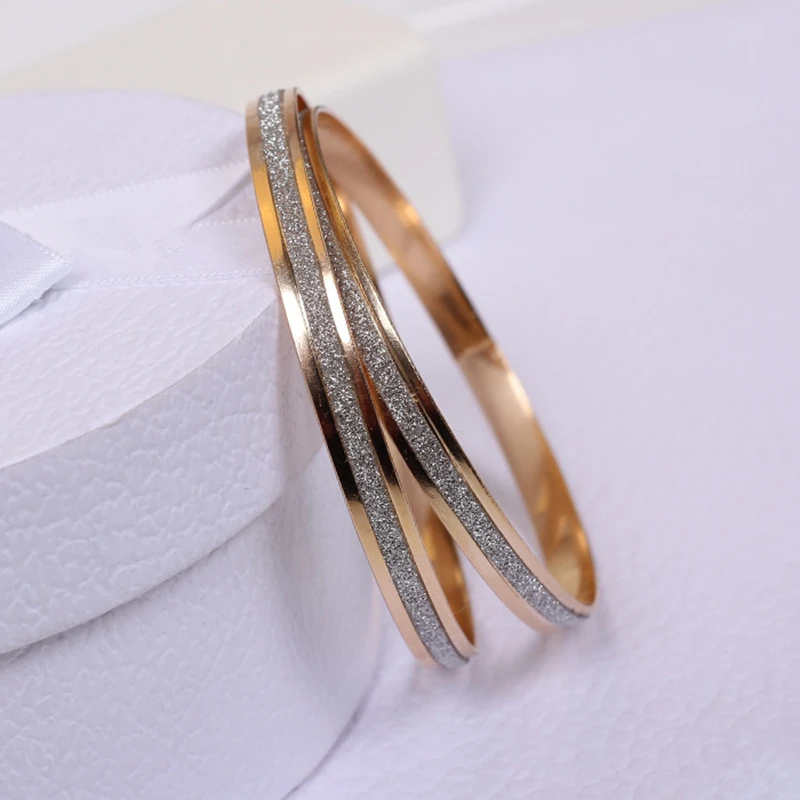 Matte Double Ring Bangle Bracelet Female Metal Jewelry bangle bracelet