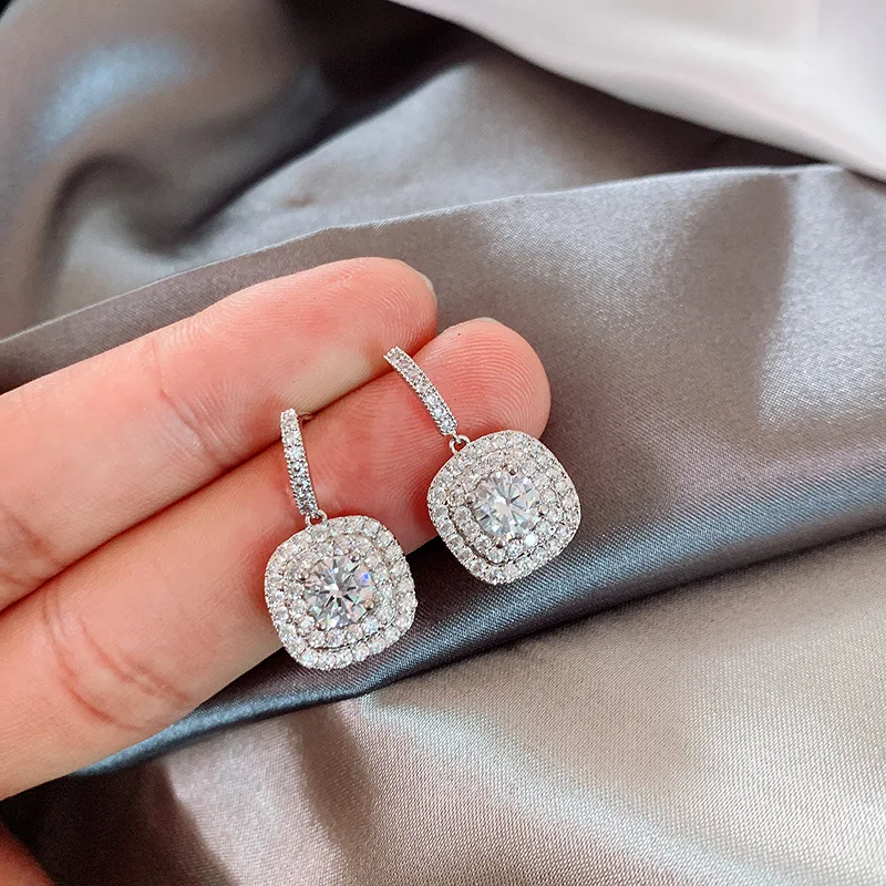 

100% Sterling Silver 925 IF Cut Diamond Drop Earring for Women Aretes De Mujer Aros Mujer Oreja Engagement Silver 925 Jewelry