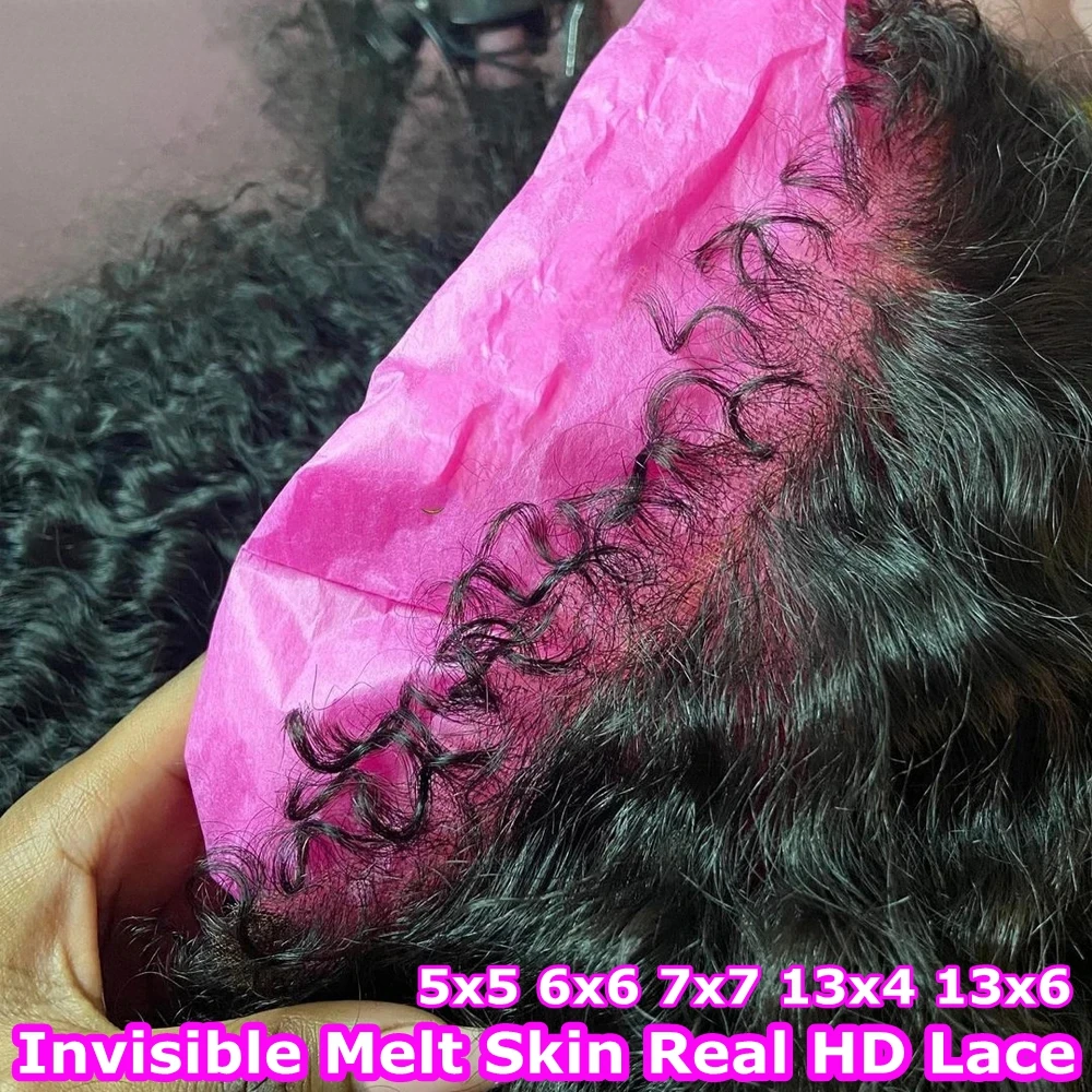SKINLIKE HD 5x5 6X6 Lace Closure Only Melt Skin Deep Curly Hair With 4c Kinky Hairline Invisible 13x4 13x6 HD Lace Fronta Only