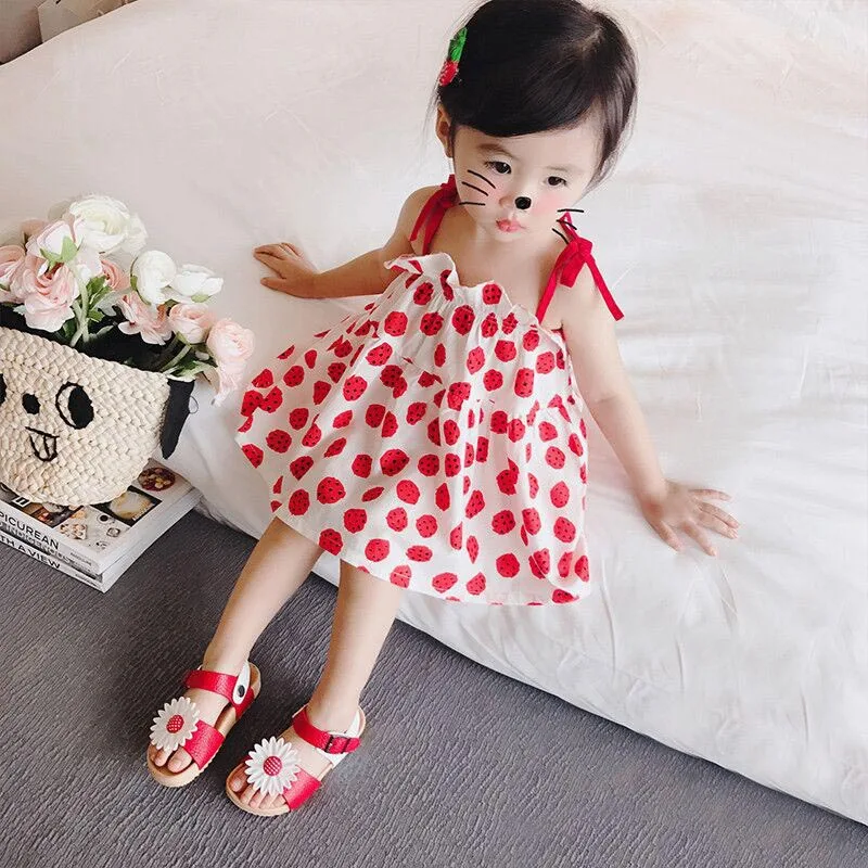Summer Casual Girls Dress Children's Fashionable Flower Dress Babys Kids Suspender Cute Sleeveless Princess Girl Clothing