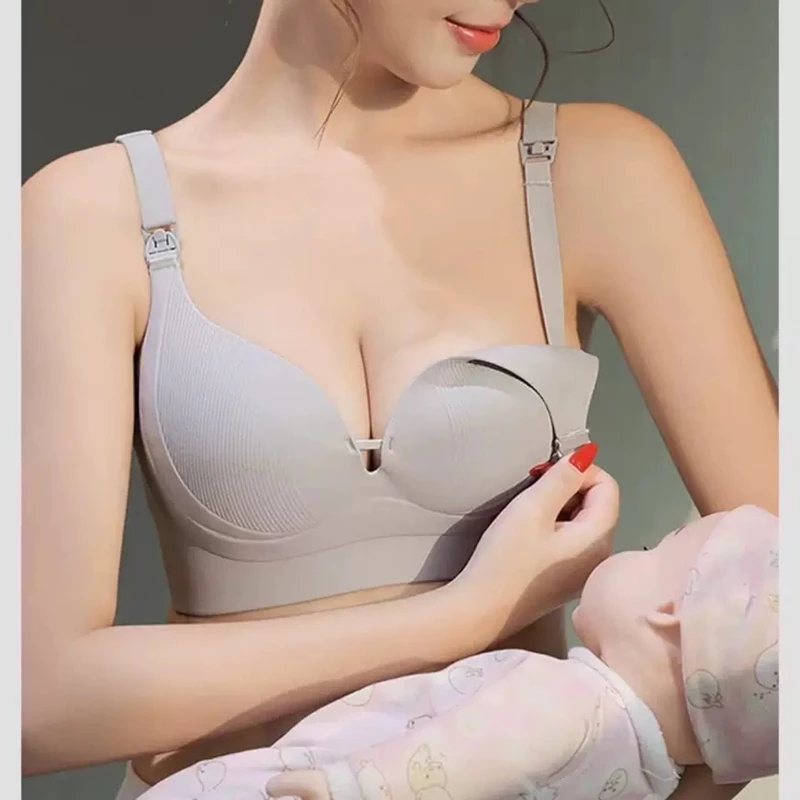 Seamless Side-gathering Breastfeeding Underwear for Women, Big Breasts Look Small, Pregnancy and Postpartum Feeding, Push-up Bra | Women Undergarments