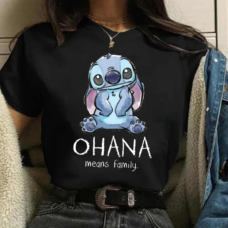 Gothic Stitch Funny Cartoon T Shirt Women Lilo Stitch T-shirt Graphic Y2K Tops Tshirt Hip Hop Tees Female Clothes Goth 2