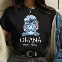 Gothic Stitch Funny Cartoon T Shirt Women Lilo Stitch T-shirt Graphic Y2K Tops Tshirt Hip Hop Tees Female Clothes Goth 2