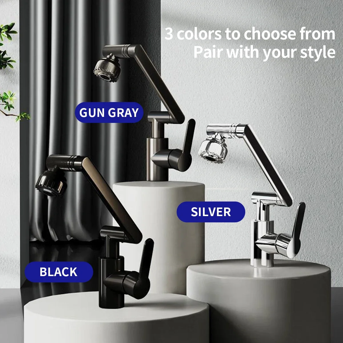 Mechanical Arm Universal Faucet Bathroom Kitchen Splashproof Faucet Bathroom Countertop Basin Hot and Cold Tap Faucet Accessorie