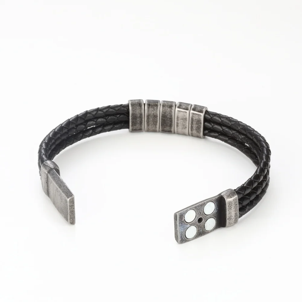 Produktbild von Personalisiertes Geflochtenes Lederarmband: Personalisierte Namensperlen, Sterling Silber - Österreich