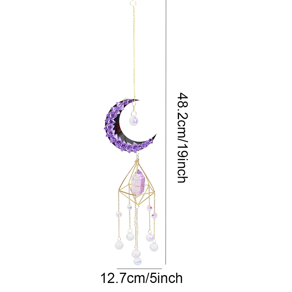 Crystal Suncatcher Prism Window Rainbow Maker Moon Crystal Ball Amethyst Pendant Sun Catcher ​Hanging Ornament Garden Decor