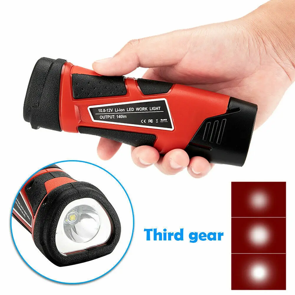 LED Work Light Flashlight For Milwaukee M12 12V Li-Ion Battery Torches Lamp Floo