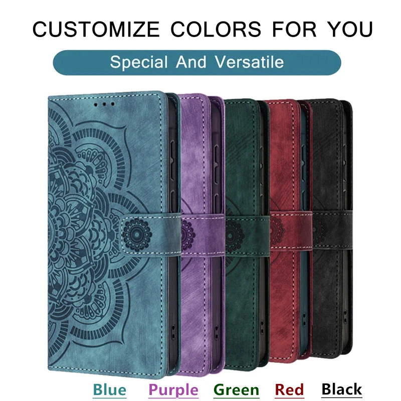 Elegant 3D Flower Leather Phone Wallet Case Cover