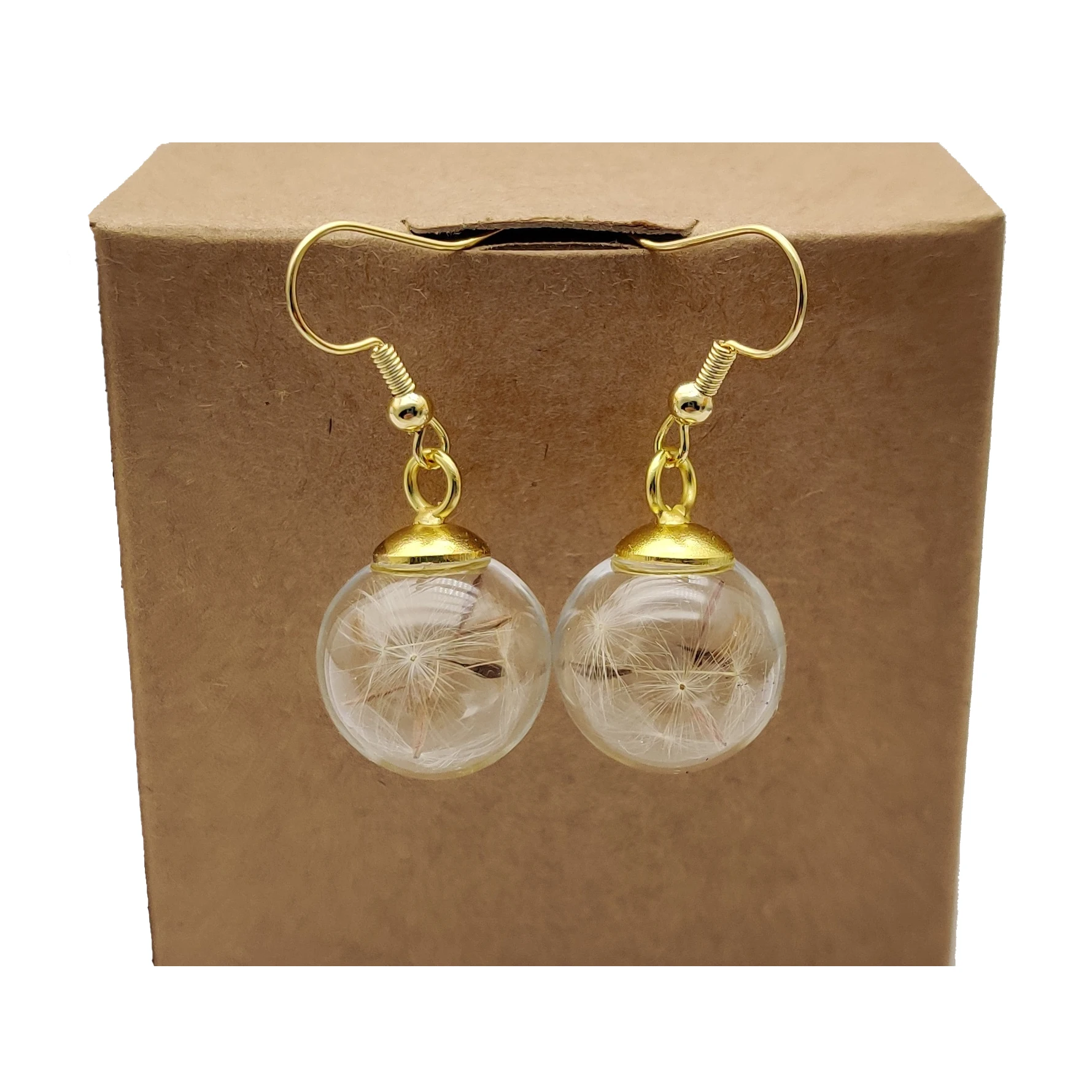 Dandelion Make a Wish Glass Ball Gold Color Drop Earrings For Women Boho Fashion Jewelry Bohemian Cute Vintage Handmade открытка прокопьева make a wish