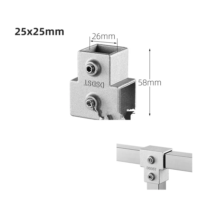 Square Tube OD 25x25mm Connection Piece Aluminum Alloy Elbow Three-way Square Pipe Fixed Joint Storage Rack Rack square tube connection piece