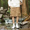Summer Men's Clothing Bandage Solid Color Elastic High Waist Pockets Casual Loose Straight Knee Pants Preppy Style Shorts 2