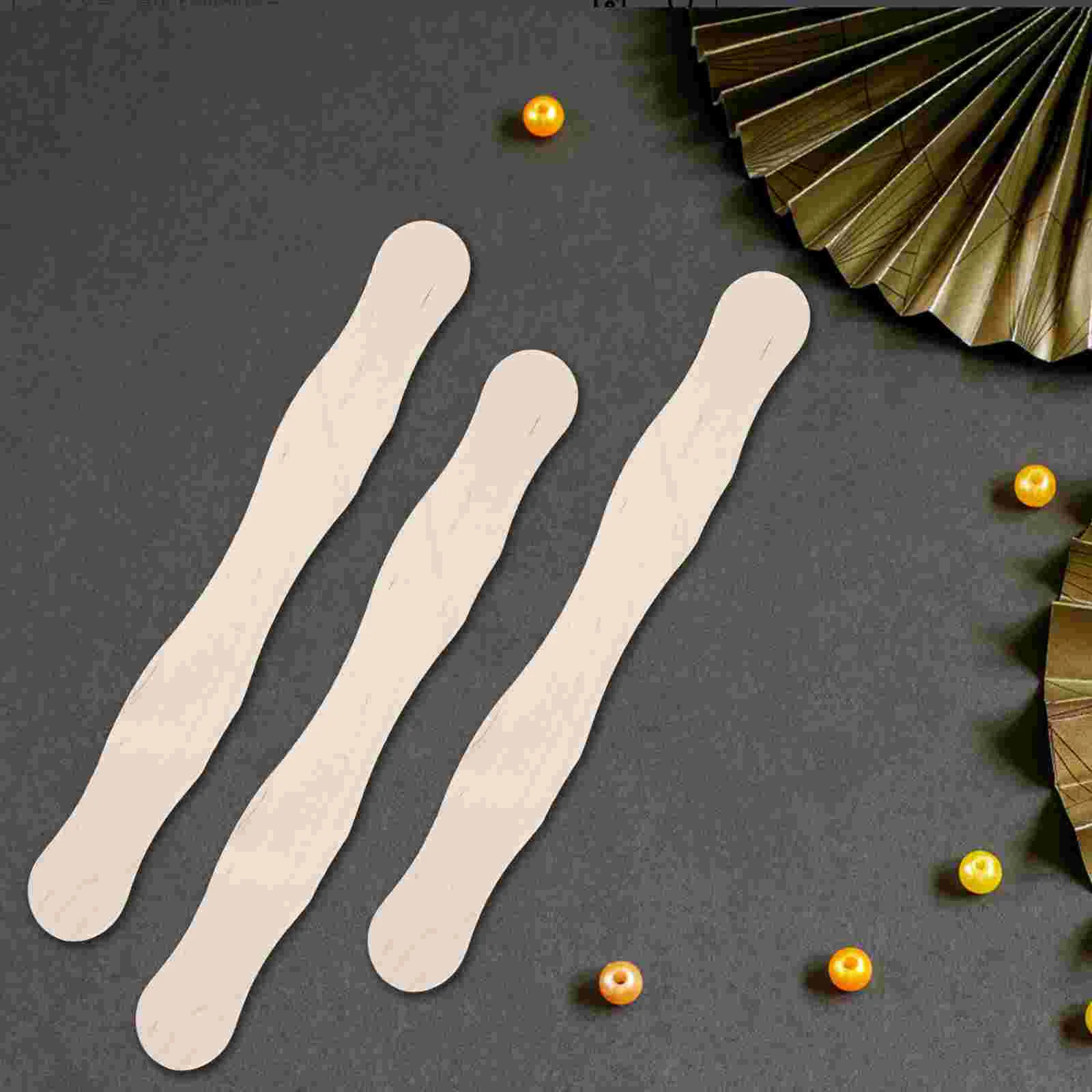 60 Pcs Fan Accessories Handheld Fans Sticks Circular Wood Rod Chinese Style Handle Round Manual