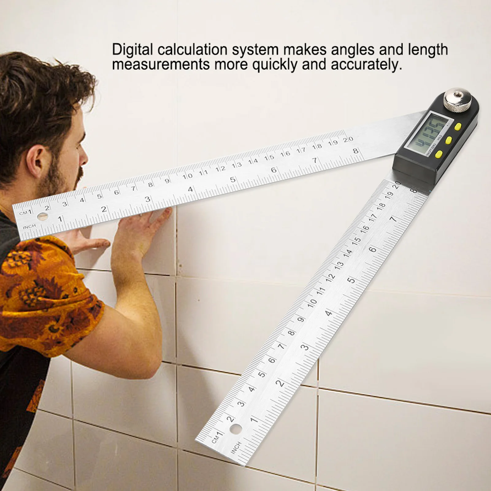 Goniometro Digitale 6 Pollici Con Display LCD - Righello In Acciaio Pieghevole, Misura Angoli 360°, Per Falegnameria - 5