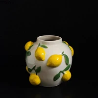 Creative Lemon Relief Ceramic Vase Flower Pots Table Decoration Ornaments Flower Arrangement Floral Vases Room Aesthetic Decor 1
