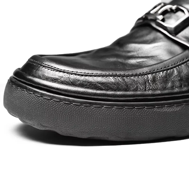 Men's shoes, leggings, soft leather, business casual, leather, work wear, round head, style, Bullock