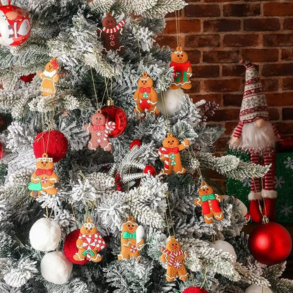 

Christmas Gingerbread Man Ornaments Xmas Tree Hanging Pendant 2024 New Year Decorations For Home Holiday Gift Navidad Noel R2V8