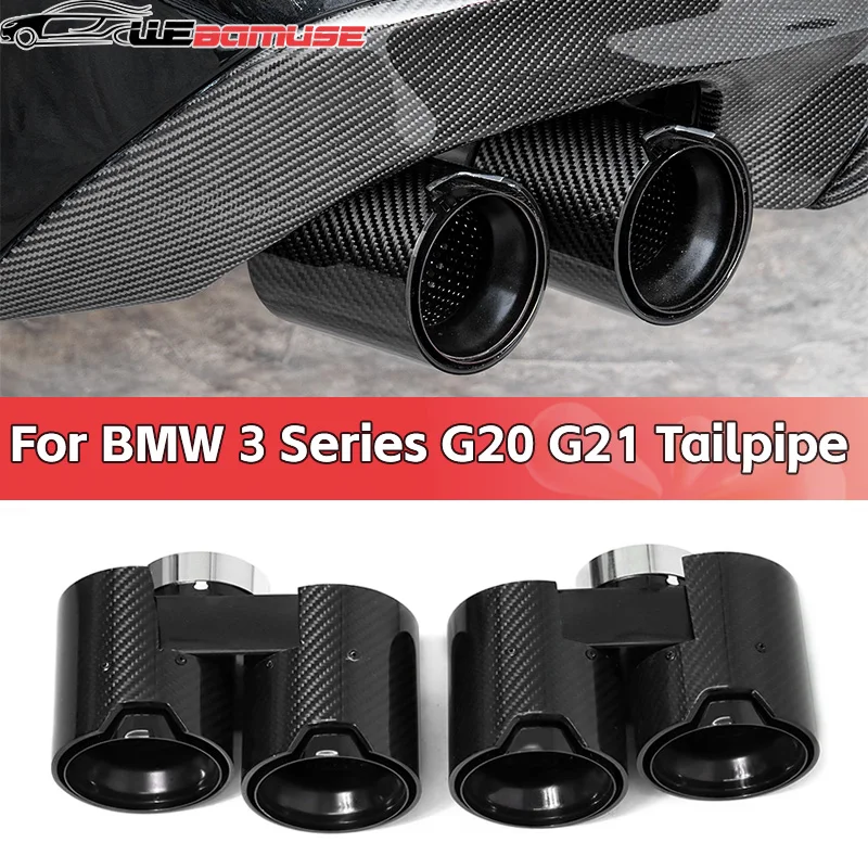 Quad-Stainless-Steel-Carbon-Fiber-Exhaust-Tip-For-BMW-G20-G21-330i-330d ...