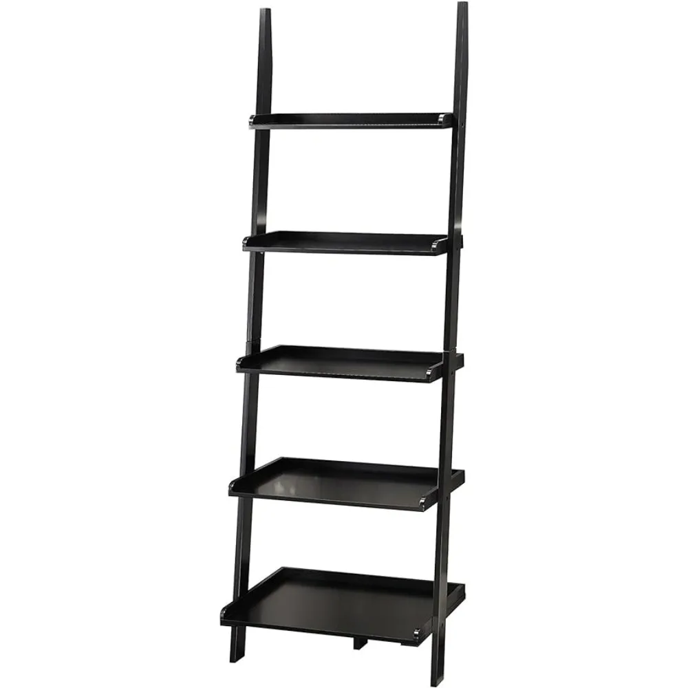 

American Heritage 5 Shelves Bookshelf Ladder Bookcase Black Freight Free Shelf Living Room Furniture Home
