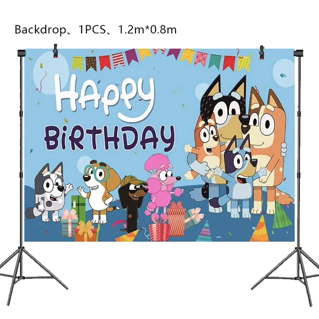 Nouveau Bluey décoration de fête d'anniversaire ballons en Latex Bingo ballon en Film d'aluminium vaisselle jetable fournitures d'événements pour enfants toile de fond 6