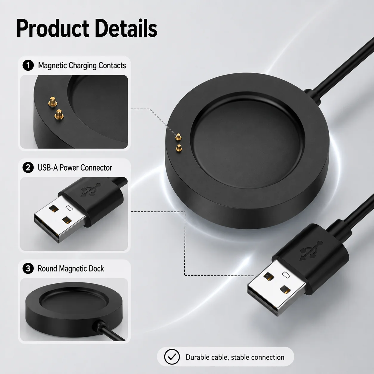 Magnetic USB Smartwatch Charging Cable