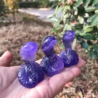 5cm Natural Purple Fluorite Snake Crystal Animal Carving Crafts Healing Energy Stone Fashion Home Decoration Gift 1PCS 1