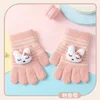 1Pairs Cute Cartoon Rabbit Bear Winter Warm Kids Gloves Kindergarten Boys Girls Five Finger Knitted Gloves for 3 To 6 Years 3