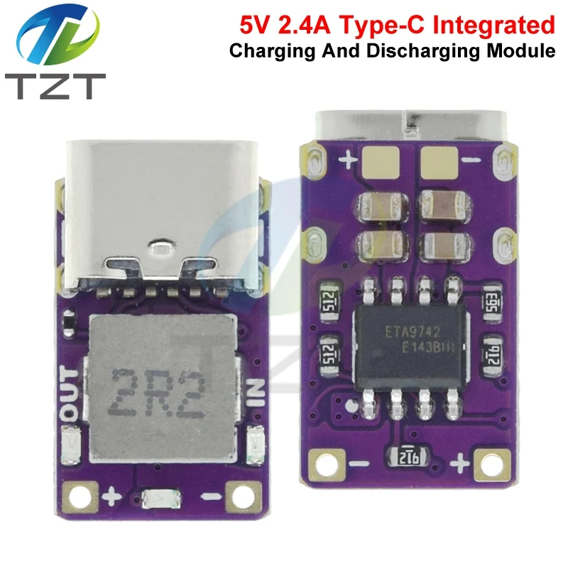 5V 2,4A Lithium-Batterie Lade- und Entlademodul Schnellladung 3,7V 4,2V 18650 Lithium-Batterie Boost-Leistungsmodul Typ-C