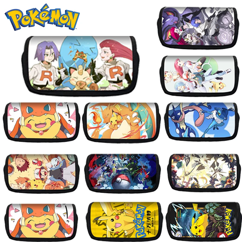 Scatola Di Cancelleria Pokemon Organizer Di Cancelleria Per Bambini Rocket Team Student Pencil Case Cute Pikachu Astuccio A Doppio Strato