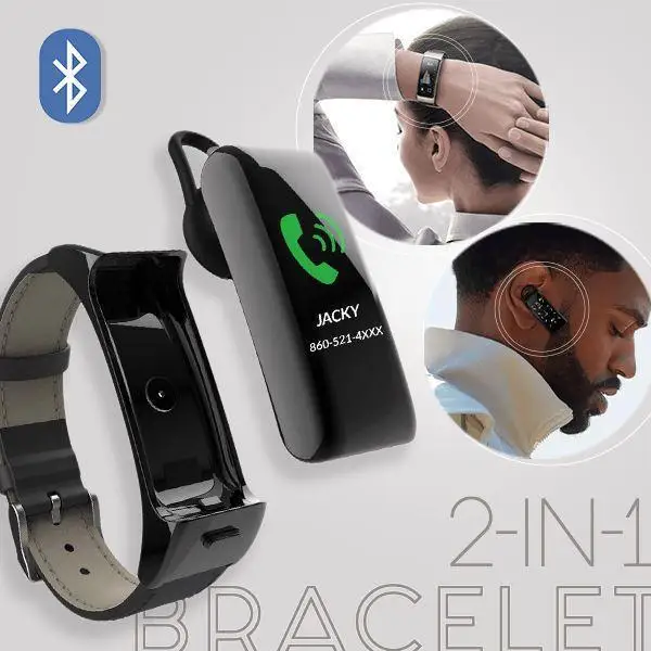 Умный Браслет 2-в-1 с Bluetooth-наушниками датчиком движения/сердечного ритма
