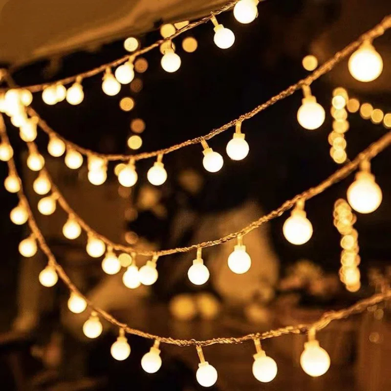

6.5M 10M 12M Cherry Balls LED Fairy String Lights Battery USB EU 220V Operated Wedding Christmas Outdoor Room Garland Decoration