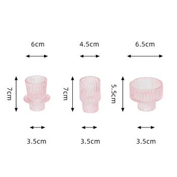 Elegant Glass Candle Holder Set (3pcs), Minimalist Ribbed Candle Stands