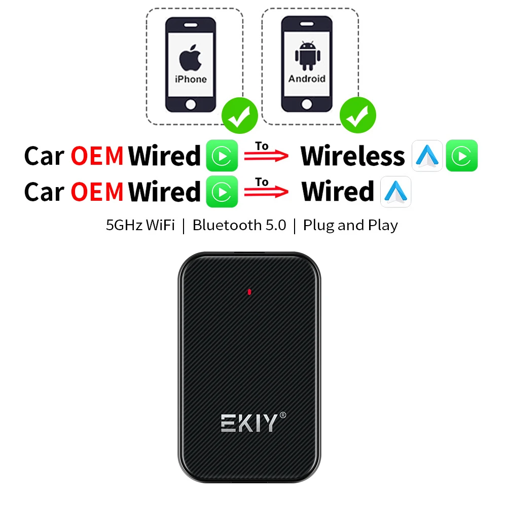 Ekiy Cr-39 Boîtier Tv Android 11 Sans Fil Carplay Android Auto Qcm2290  2g+16g Boîtier Ai Carplay Netflix  Système Intelligent De Voiture -  Automobile - Temu