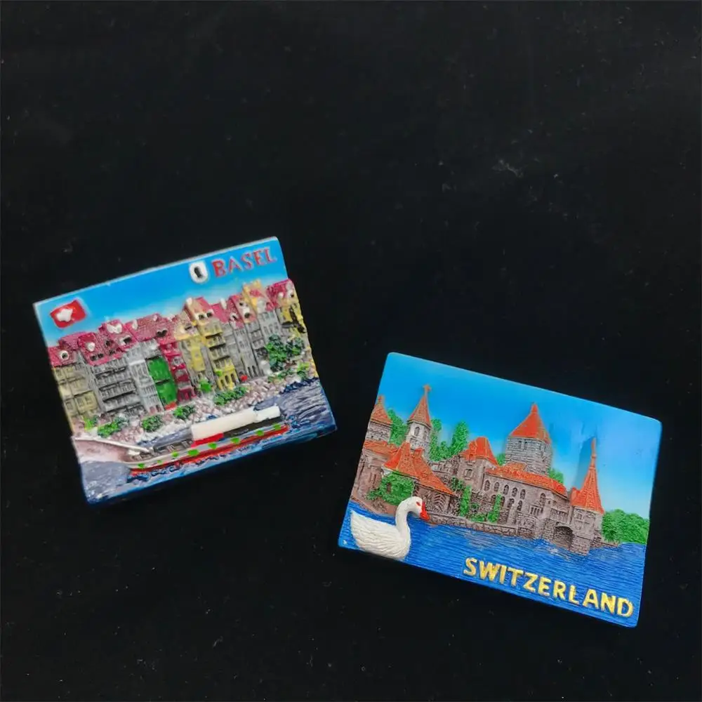 Description Picture 3 of itemHand-painted Fridge Magnets Switzerland Basel Eiffel Tower Sophia Church Castle Tourism Souvenir Magnetic Refrigerator Stickers