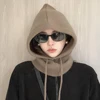 Women's New Fall Winter Full-envelope Cap Knitted Balaclava Hat Scarf Hat Two-in-one Woolen Warm Ear Protection Cap Pullover Hat 5