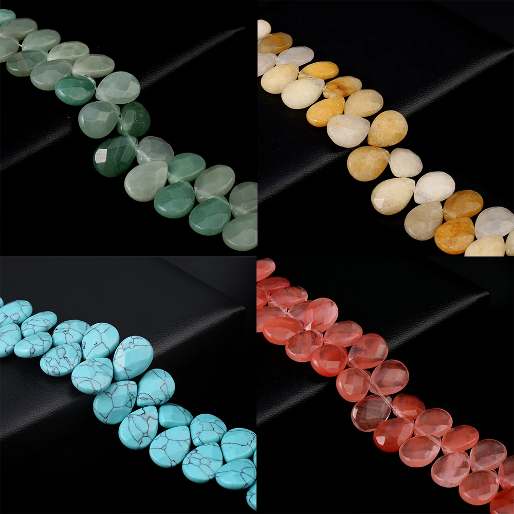 

Healing Rose Pink Quartz Faceted Beads Natural Stone Drop Shape Turquoise Loose Beads for Making DIY Necklace Bracelets Jewelry