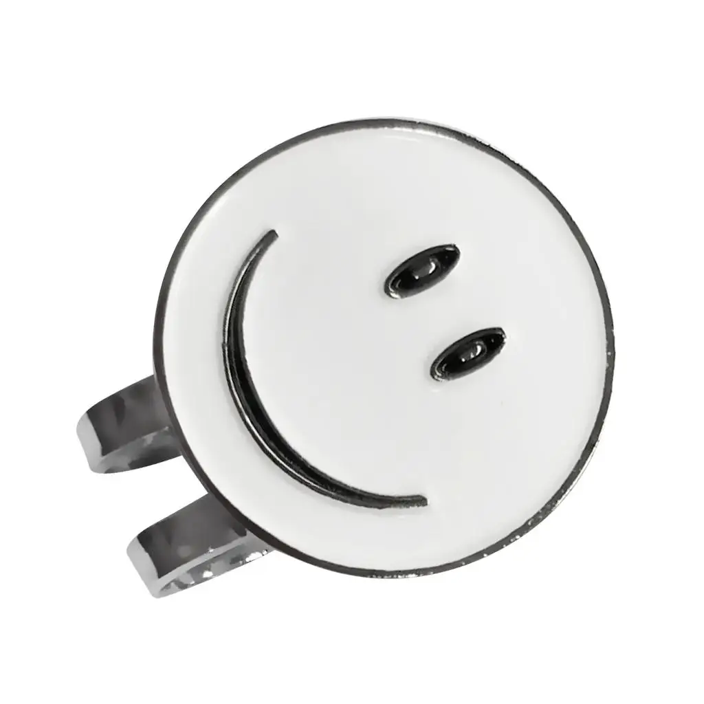 Golf Ball Marker Hat Clip Shape Smiling Golf Sports Accessories-White