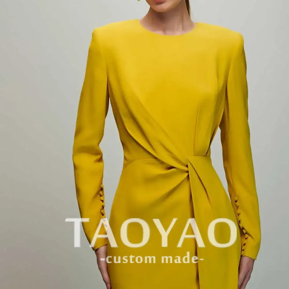 Yollow Satin Floor Length Luxury Birthday Evening Dress Full Sleeves Summer Elegant Wedding Party Gowns For Women Arab 2024 2