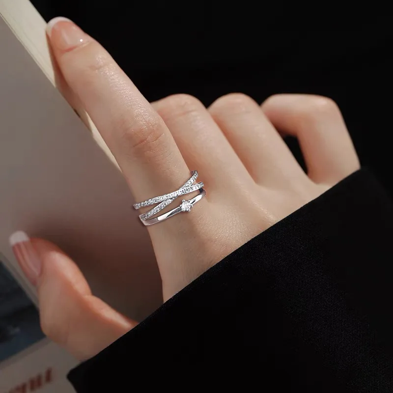 925 Sterling Silver Zircon Adjustable Engagement Rings For Women Wedding Elegant Jewelry Ladies Accessories Gifts - 5