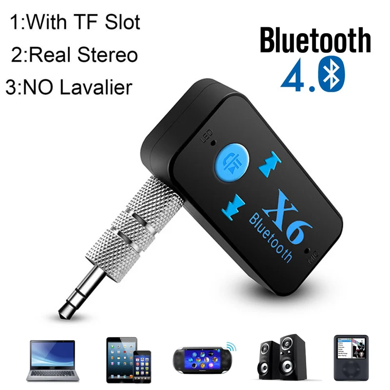 X6 Wireless Bluetooth Receiver Music Audio Adapter 3.5mm Jack AUX Dongle Car Kit Cable V4.1 TF Interface For iphone Speaker bluetooth adapter,bluetooth audio receiver,bluetooth transceiver adapter,bluetooth aux adaptor