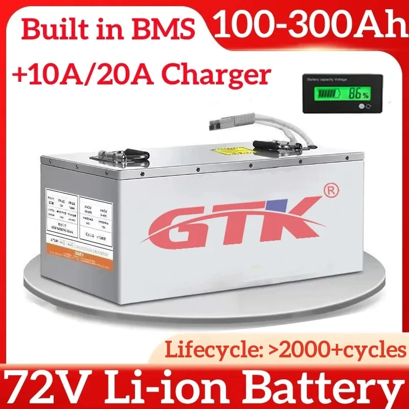 

GTK 72V 100Ah Battery Motorcycle 120Ah 150Ah 180Ah 200Ah 280Ah 300Ah Li-ion for 7KW 10KW Scooter Tricycle Four Wheelers EV