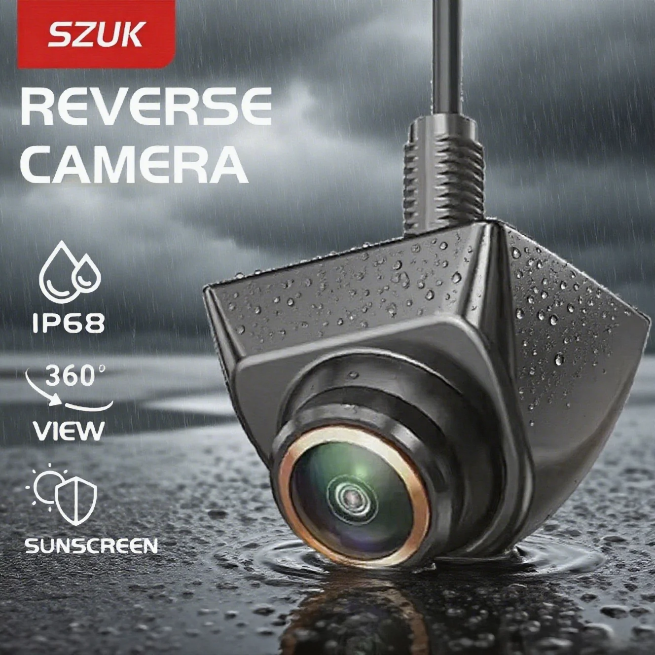 SZUK Car Reversing Camera S001, AHD CVBS 1080P Full HD 170° Wide Angle Night Vision Fisheye Lens Rear View Camera