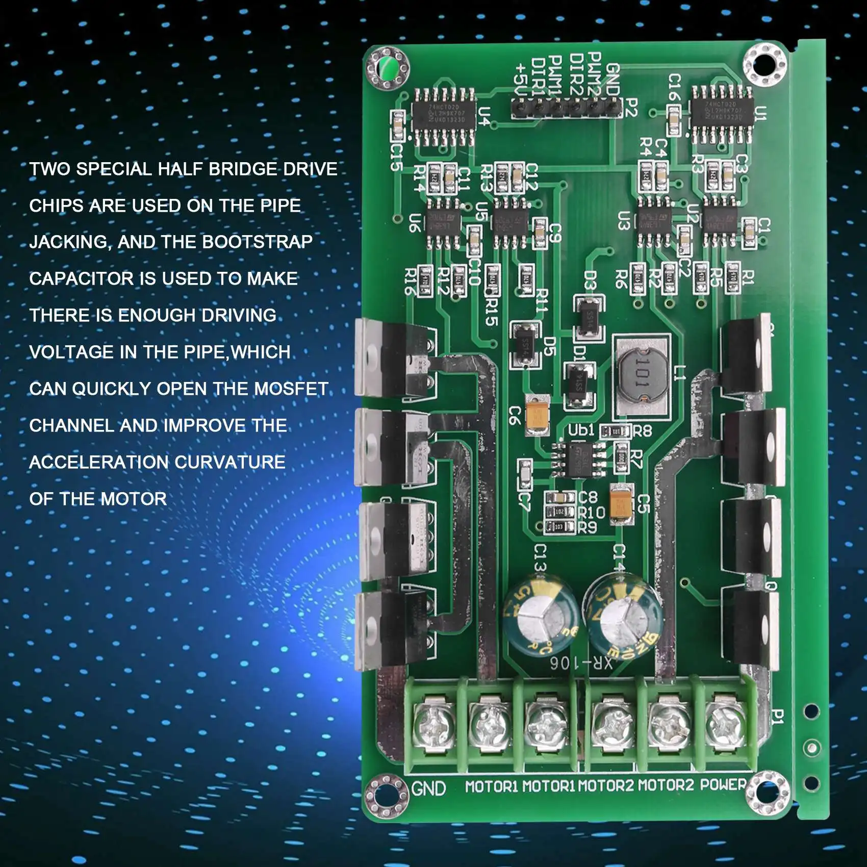 H-Bridge DC 듀얼 모터 드라이버 PWM 모듈, DC 3  36V, 15A 피크 30A, IRF3205, 아두이노 로봇 스마트 카용 고전력 제어 보드