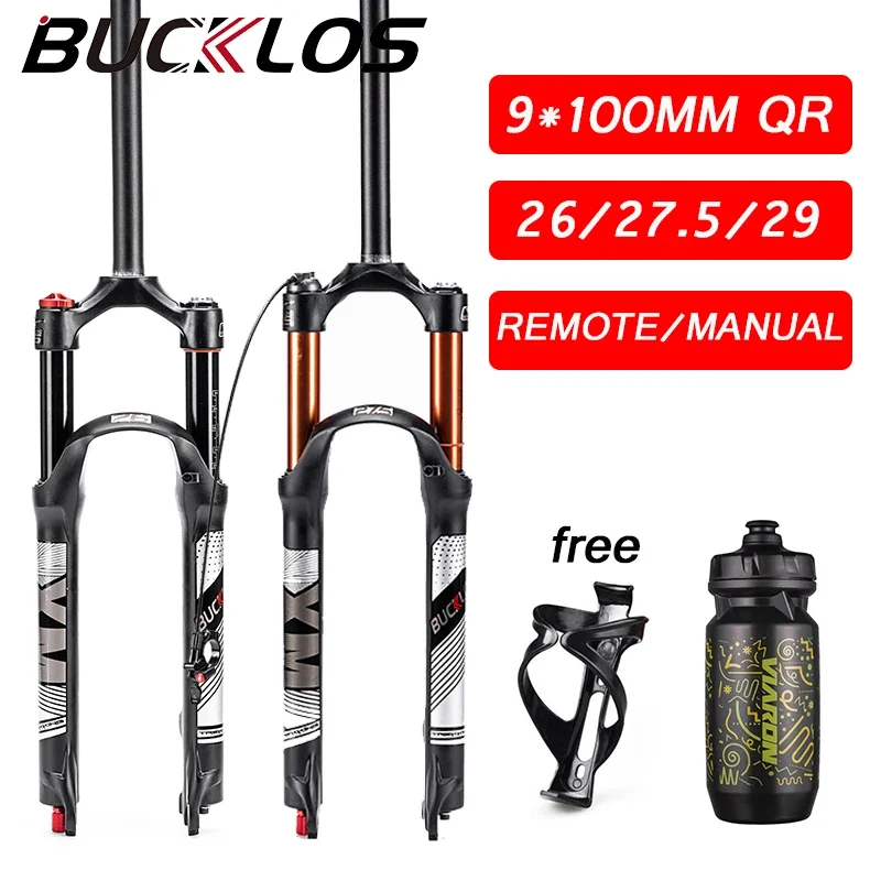 

BUCKLOS Mountain Bike Fork Air Supension Fork 29/27.5/26Inch 120mm Manual Remote Bike Fork Quick Release MTB Bicycle Accessories