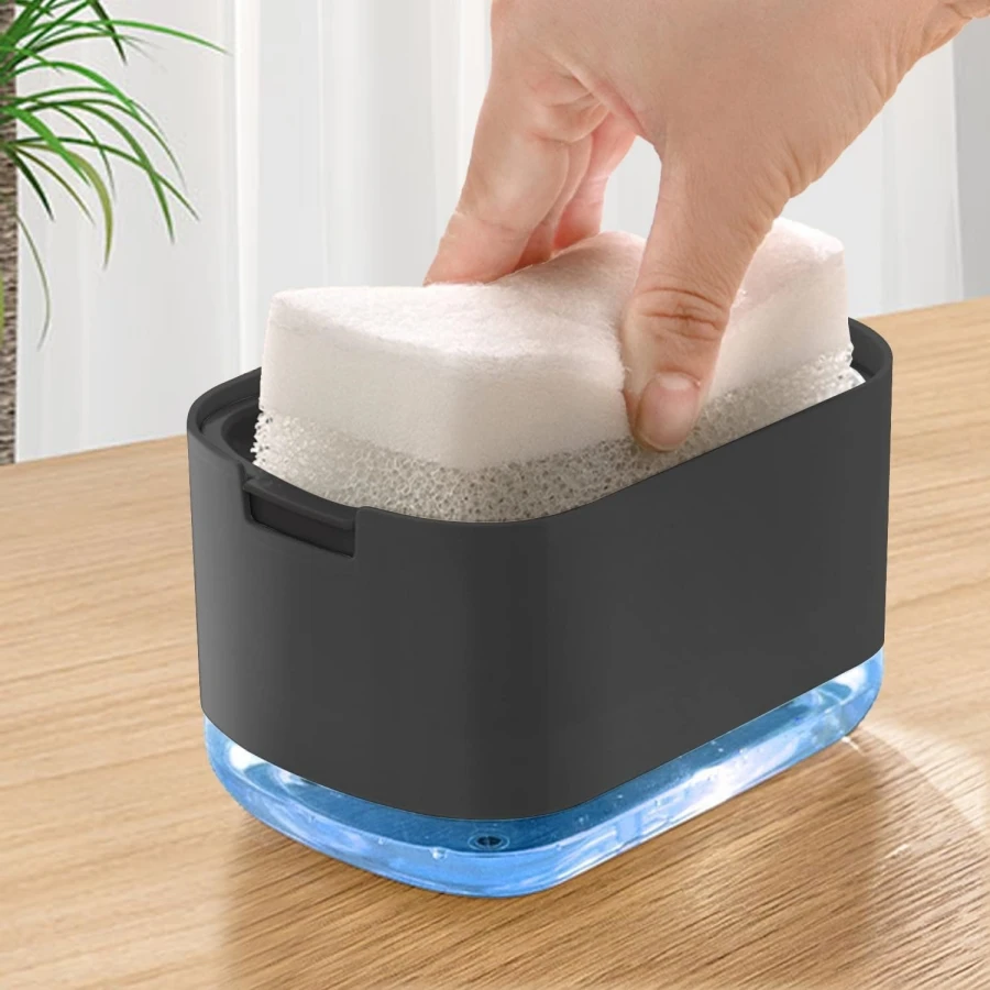 Soap Dispenser Dish soap dispenser and sponge holder soap liquid pump dispenser kitchen detergent press box for Kitchen Bathroom