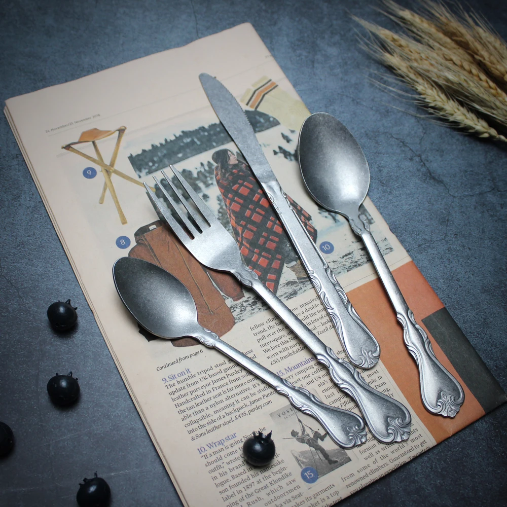 Stainless Steel Cutlery Set Classic Vintage Dinnerware for Kitchen