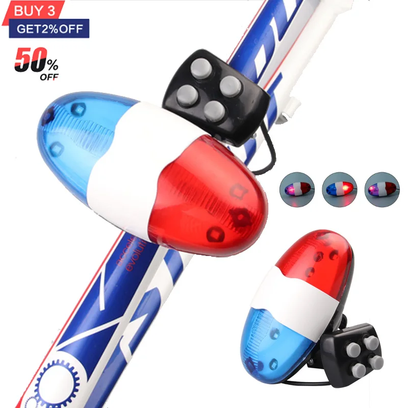 

Bicycle Bell Bike 4 Tone Sounds Bell Motorcycle Police Car Light Electronic Horn loud Siren Bike 6 LED Rear Light Trumpet